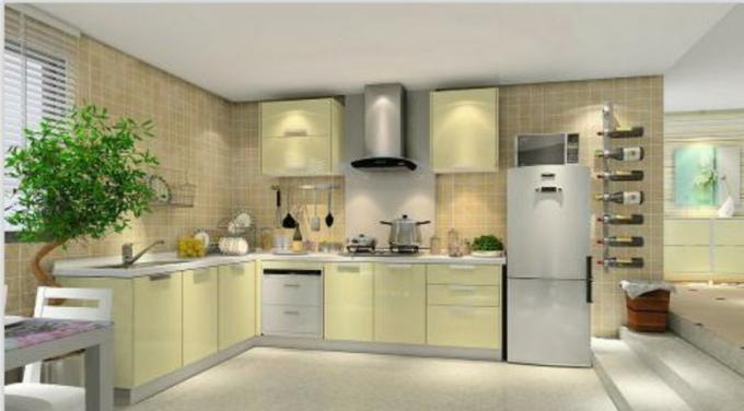 現代的な白いメラミン食器棚、台所のための固体木の食器棚